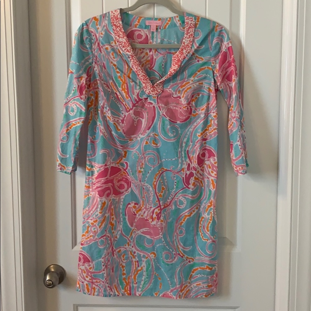 EUC Beaded Lilly Pulitzer Tunic- Jellies be Jammin
